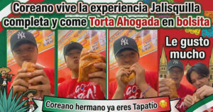 Coreano prueba la torta ahogada en bolsita